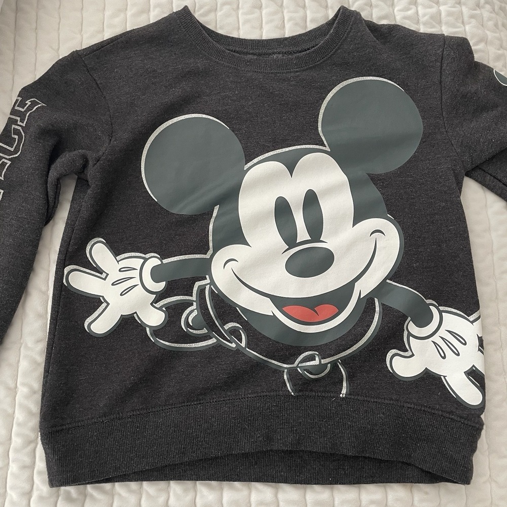Disney x‎ Justice Mickey Mouse Graphic Pullover Sweatshirt Gray Youth Sz Medium